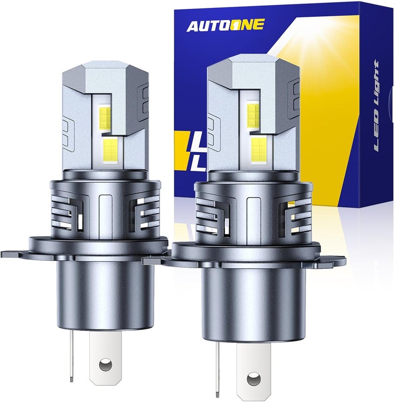 AUTOONE H4/9003/HB2 LED Bulbs, 900% Brighter Fog Light 6000K Cool White with Cooling Fan, Plug-N-Play, Pack of 2 - Image 1